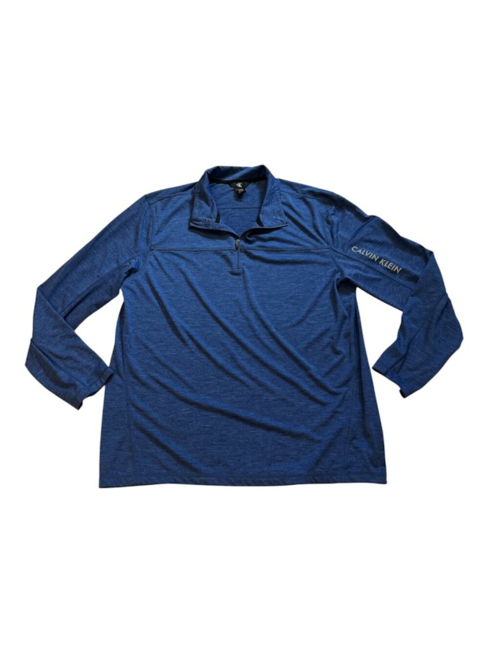 CALVIN KLEIN 1/4 Zip Pullover Size Large Royal Blue Long Sleeves No Pockets